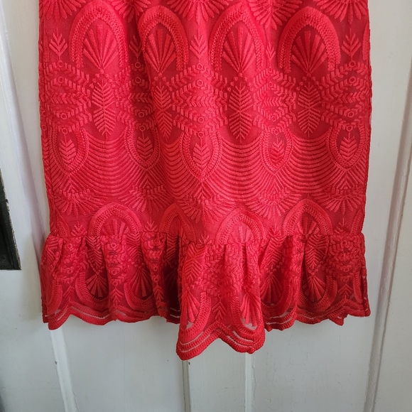Lulu's Shura Red Embroidered Sleeveless Dress, Sz M - Picture 5 of 14